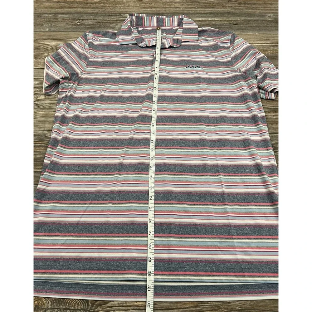 Johnnie-O Golf Polo Shirt Mens L Multicolor Striped Stretch Performance‎ Casual